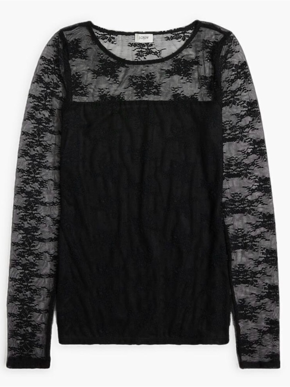 J. Crew Black Lace Sheer Long-Sleeve Top